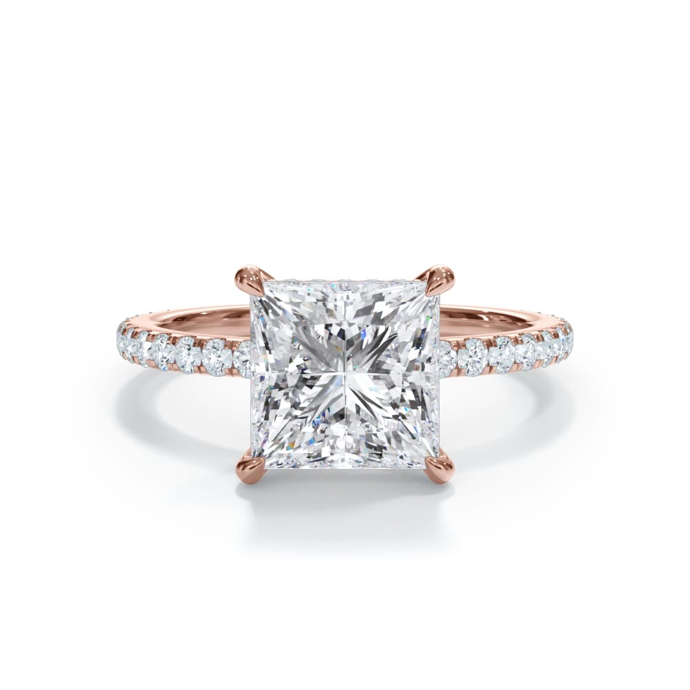 Annelise Pavé Hidden Halo Lab Engagement Ring Setting