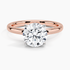 Solitaire engagement ring setting in 14K rose gold, top view