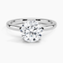 Solitaire engagement ring setting in 14K white gold, top view
