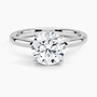 Solitaire engagement ring setting in 14K white gold, top view