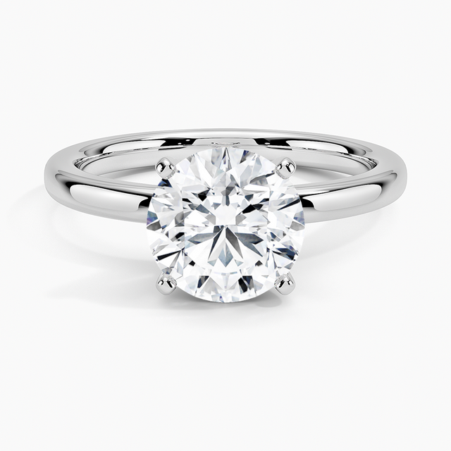 Solitaire engagement ring setting in 14K white gold, top view