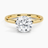 Solitaire engagement ring setting in 14K yellow gold, top view