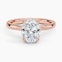 Solitaire engagement ring setting in 14K rose gold, top view