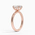 Solitaire engagement ring setting in 14K rose gold, angled side view