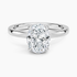 Solitaire engagement ring setting in 14K white gold, top view