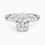 Solitaire engagement ring setting in 14K white gold, top view