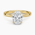 Solitaire engagement ring setting in 14K yellow gold, top view