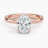 Solitaire engagement ring setting in 14K rose gold, top view