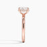 Solitaire engagement ring setting in 14K rose gold, profile view