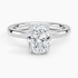 Solitaire engagement ring setting in 14K white gold, top view
