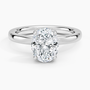 Solitaire engagement ring setting in 14K white gold, top view