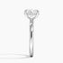 Solitaire engagement ring setting in 14K white gold, profile view