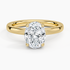 Solitaire engagement ring setting in 14K yellow gold, top view