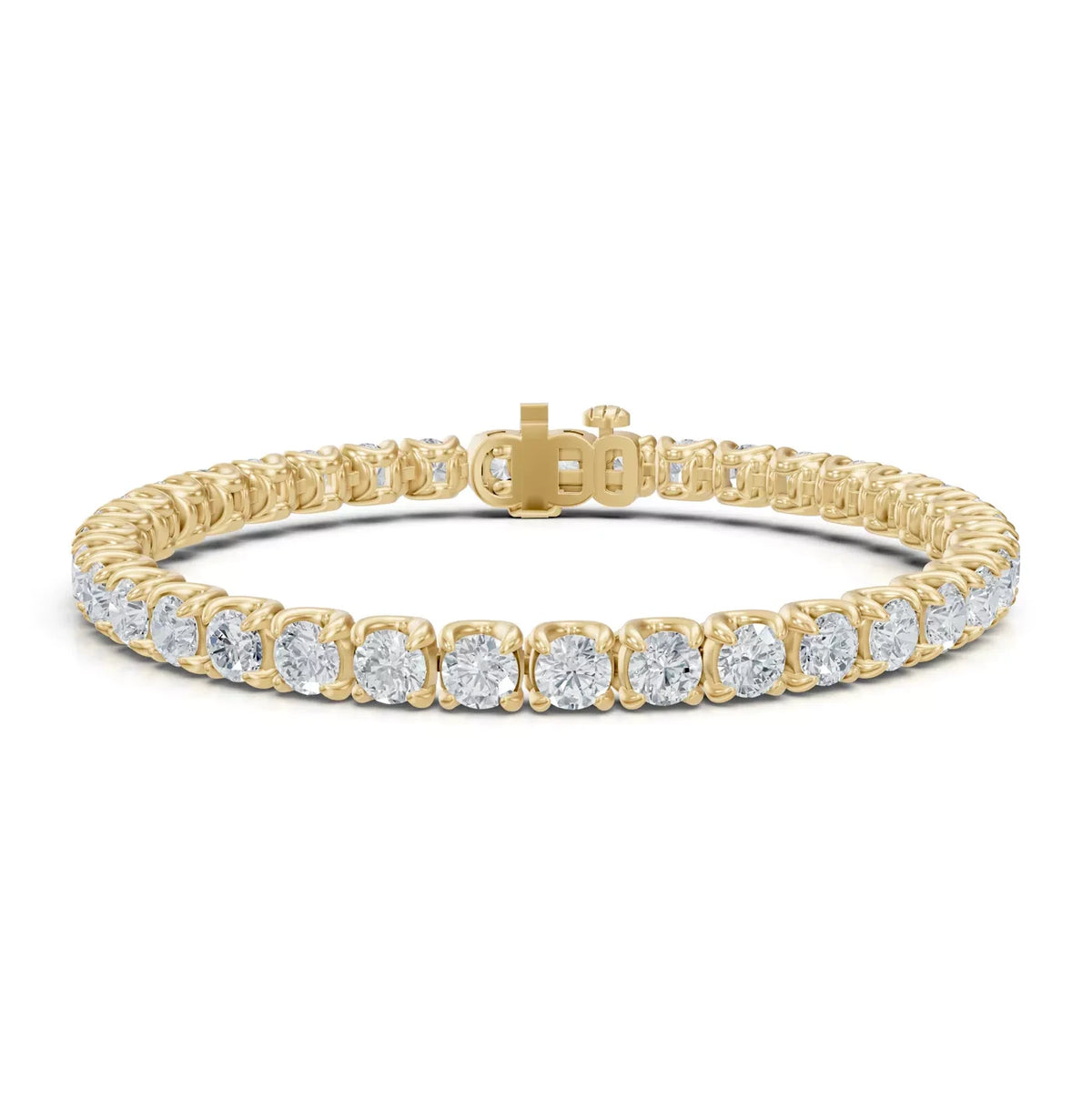 U-prong lab-grown diamond tennis bracelet in yellow gold
