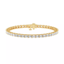 Emerald-cut east-west lab-grown diamond tennis bracelet in yellow gold