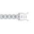 Emerald bezel tennis bracelet clasp with safety latch in white gold