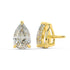 Back view of yellow gold pear hidden halo earring with double-notch screw back