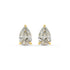 Yellow gold pear hidden halo lab-grown diamond earrings on white background