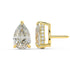 Side profile of yellow gold pear hidden halo stud earring
